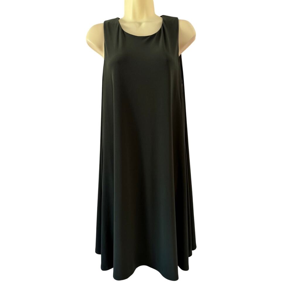 Anne Klein Dark Green Knit Dress Size 12 Sleeveless Lined Minimalist Summer